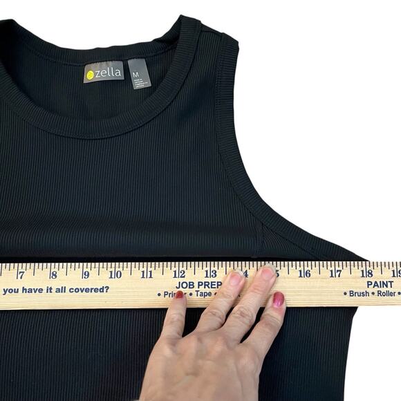 Zella Live In Rib Pocket Tank Dress Medium Black Knee Length Sporty Athleisure - Picture 8 of 8